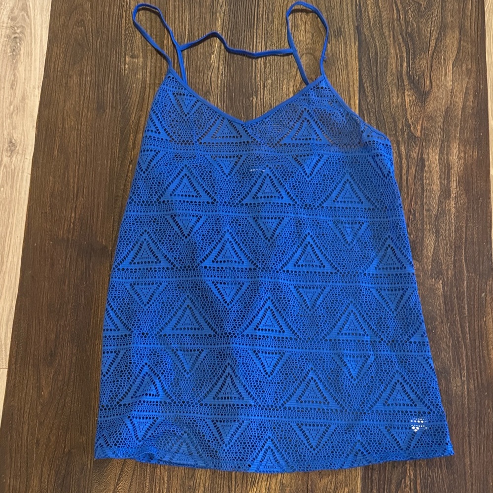PINK Victoria's Secret Royal Blue Triangle Crochet Coverup